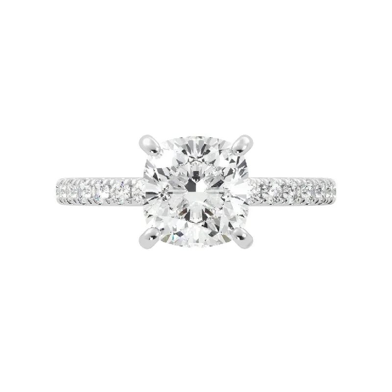 diamond wedding rings -diamond wedding rings -Cushion Cut Diamond Pavé Hidden Halo Engagement Ring