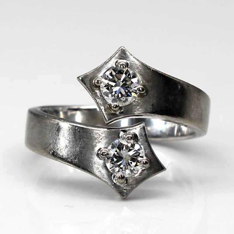 silver rings for women -silver rings for women -Vintage German 8k Bypass Two Stone Diamond Ring | 0.60ctw SI1/2 I/J | SZ 7.75 |