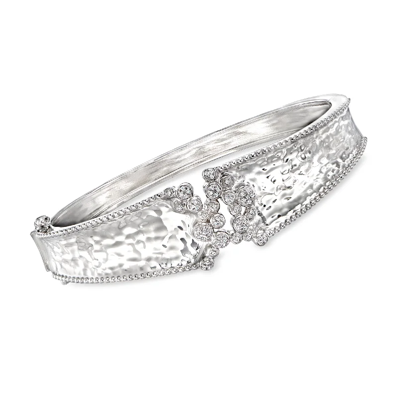 designer bracelets for women -designer bracelets for women -Ross-Simons Diamond Cluster Bangle Bracelet in Sterling Silver