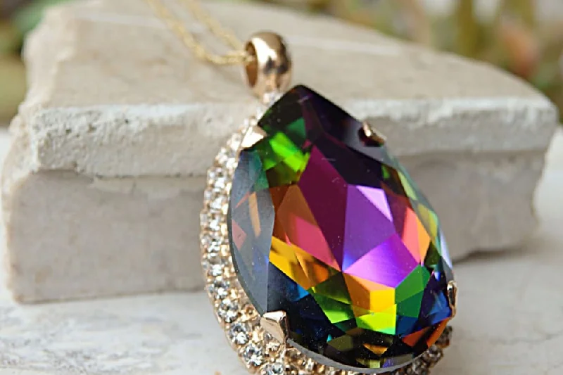 women’s crystal charm necklaces -women’s crystal charm necklaces -Rebeka Teardrop Necklace