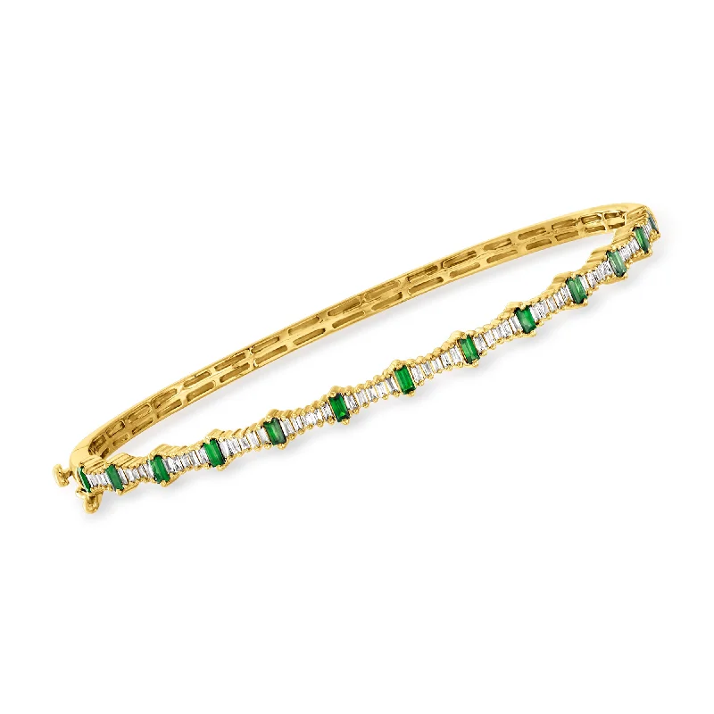 gold bangles for women -gold bangles for women -Ross-Simons Emerald and . Diamond Bangle Bracelet in 14kt Yellow Gold