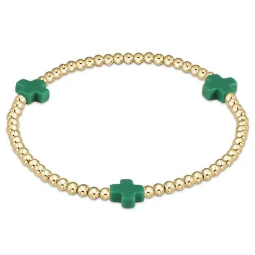 affordable bangle bracelets -affordable bangle bracelets -Enewton - egirl Signature Cross Gold Pattern 3mm Bead Bracelet - Emerald