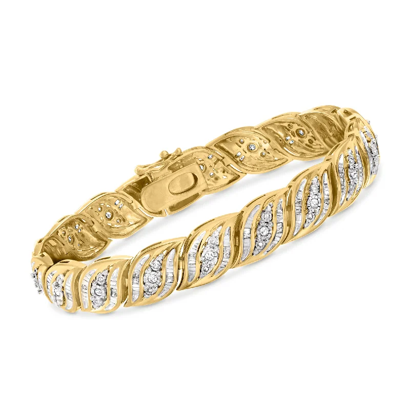 silver bracelets for women -silver bracelets for women -Ross-Simons Diamond Bracelet in 18kt Gold Over Sterling