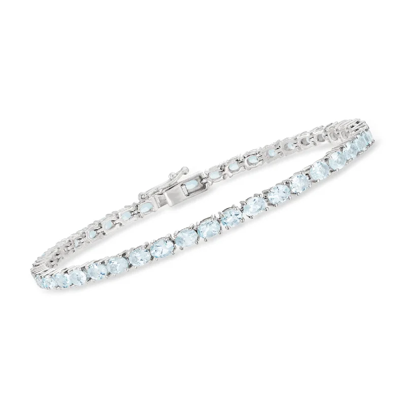 trendy bangle bracelets -trendy bangle bracelets -Ross-Simons Aquamarine Tennis Bracelet in Sterling Silver