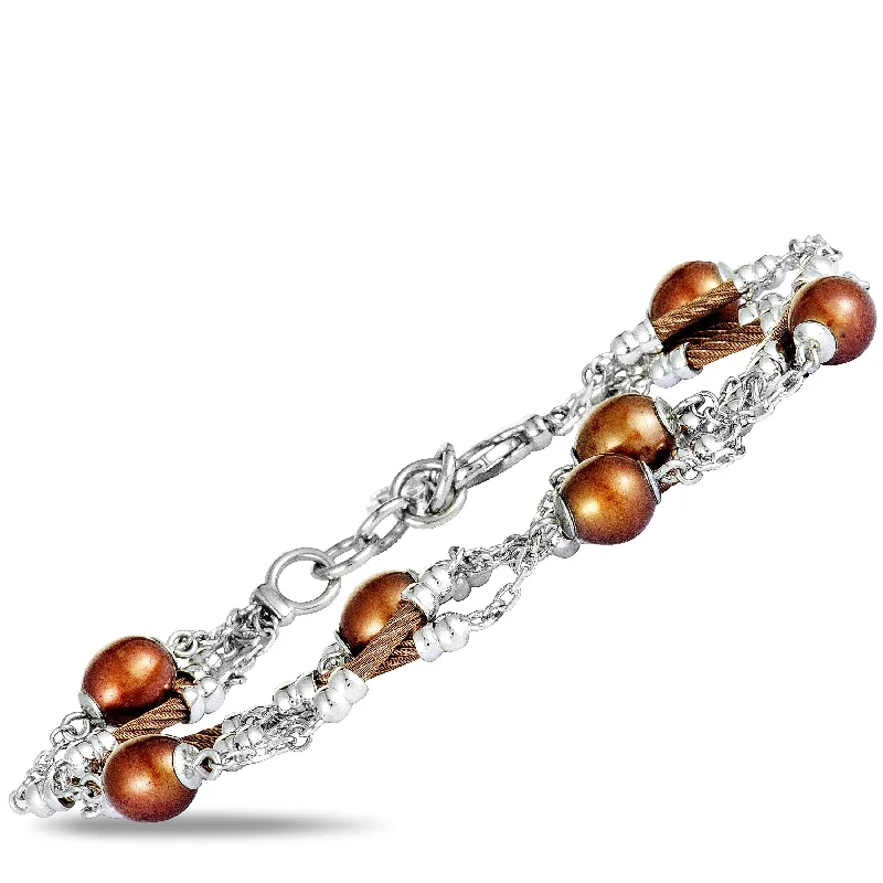 rose gold bracelet sets -rose gold bracelet sets -Charriol Pearl Stainless Steel and Bronze PVD Brown Pearls Bracelet