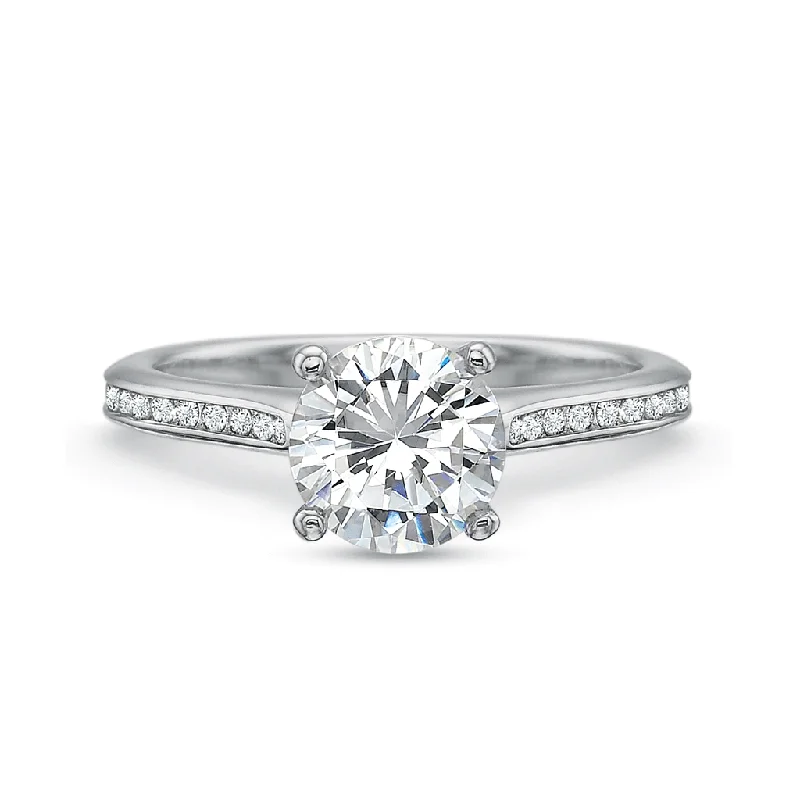 halo diamond engagement rings -halo diamond engagement rings -Classic Diamond Four Prong Engagement Ring with Petite Diamond Band