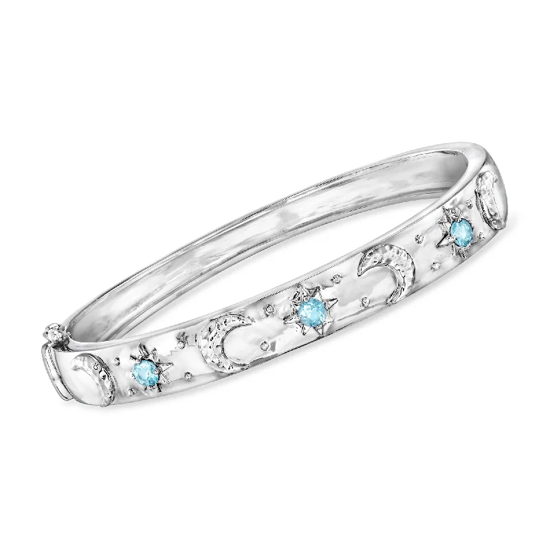 luxury diamond bangles -luxury diamond bangles -Ross-Simons Swiss Blue Topaz Celestial Bangle Bracelet in Sterling Silver