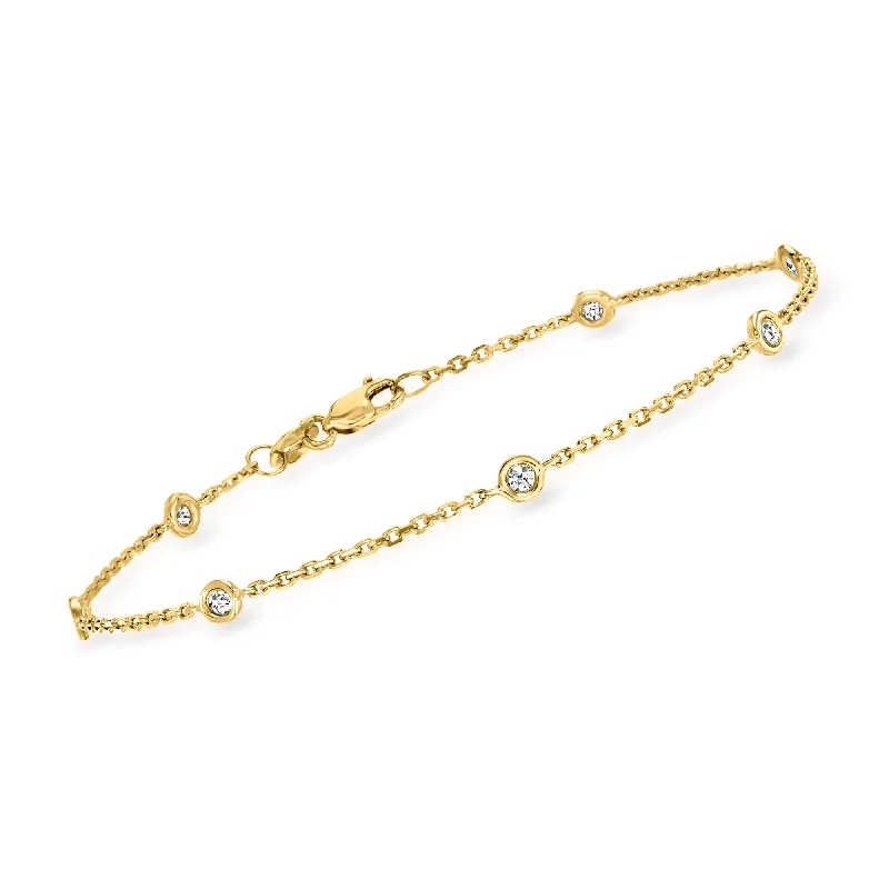 modern women’s bangles -modern women’s bangles -Ross-Simons Bezel-Set Diamond Station Bracelet in 14kt Yellow Gold