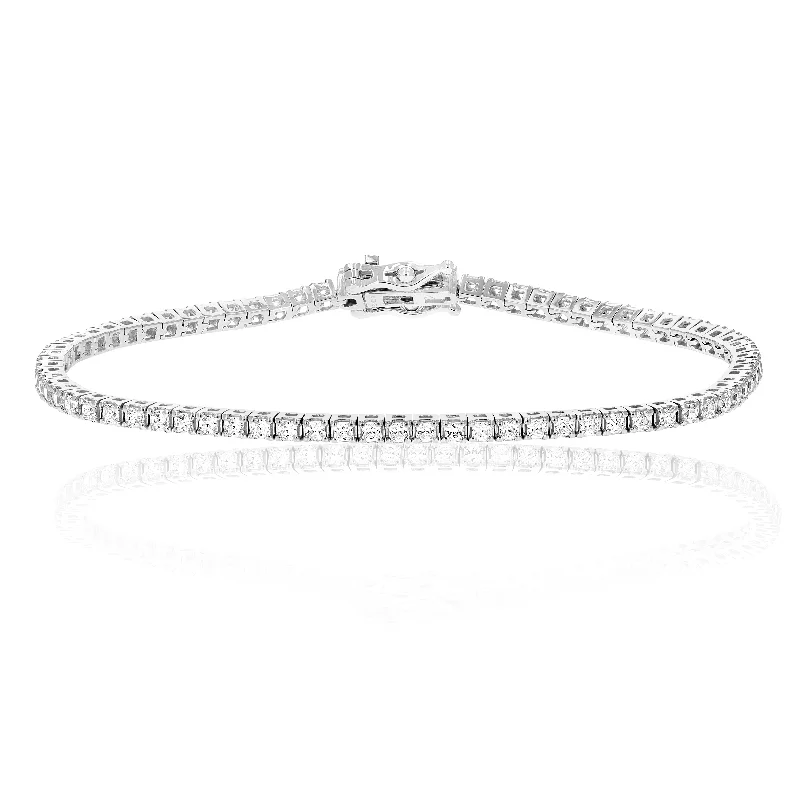 trendy bangles for women -trendy bangles for women -3 cttw SI2-I1 Princess Diamond Tennis Bracelet 14K White Gold 7 Inches Square