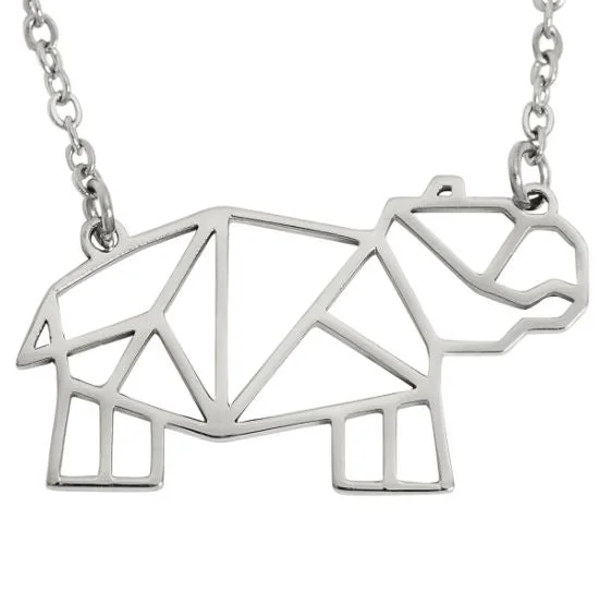 chunky necklaces for women -chunky necklaces for women -Annie Oak Hippo Geometric Necklace Silver