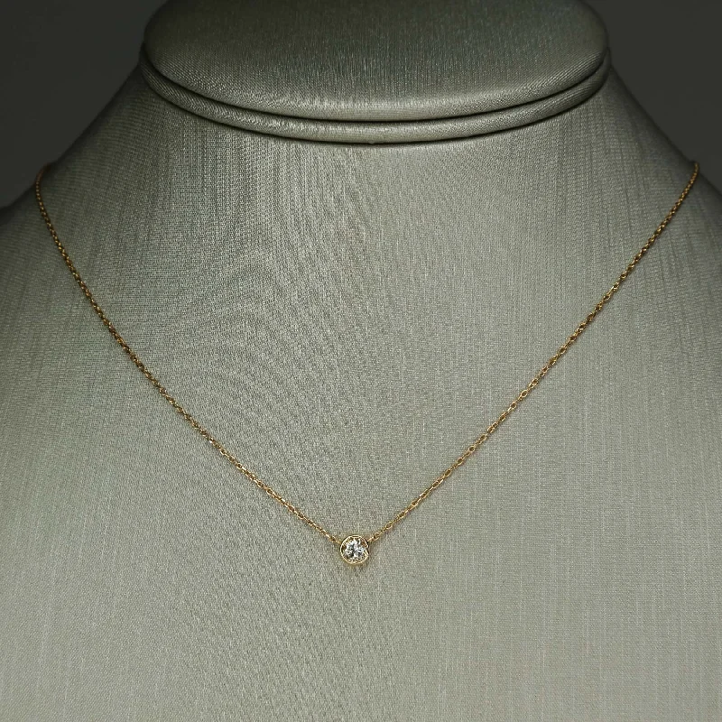 charm pendant necklaces for women -charm pendant necklaces for women -0.25ct Bezel Set Diamond Solitaire Pendant w/ 18" Necklace in 14K Yellow Gold