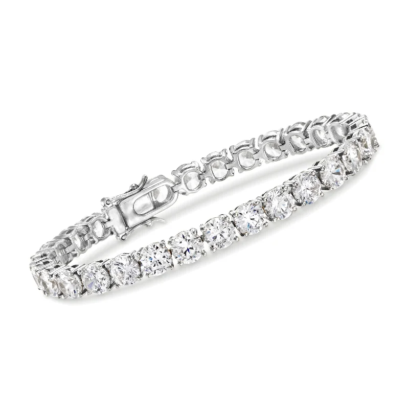 luxury silver bangles -luxury silver bangles -Ross-Simons CZ Tennis Bracelet in Sterling Silver