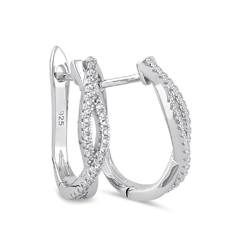 custom earrings for women -custom earrings for women -Sterling Silver Clear CZ Twist Hoop Earrings