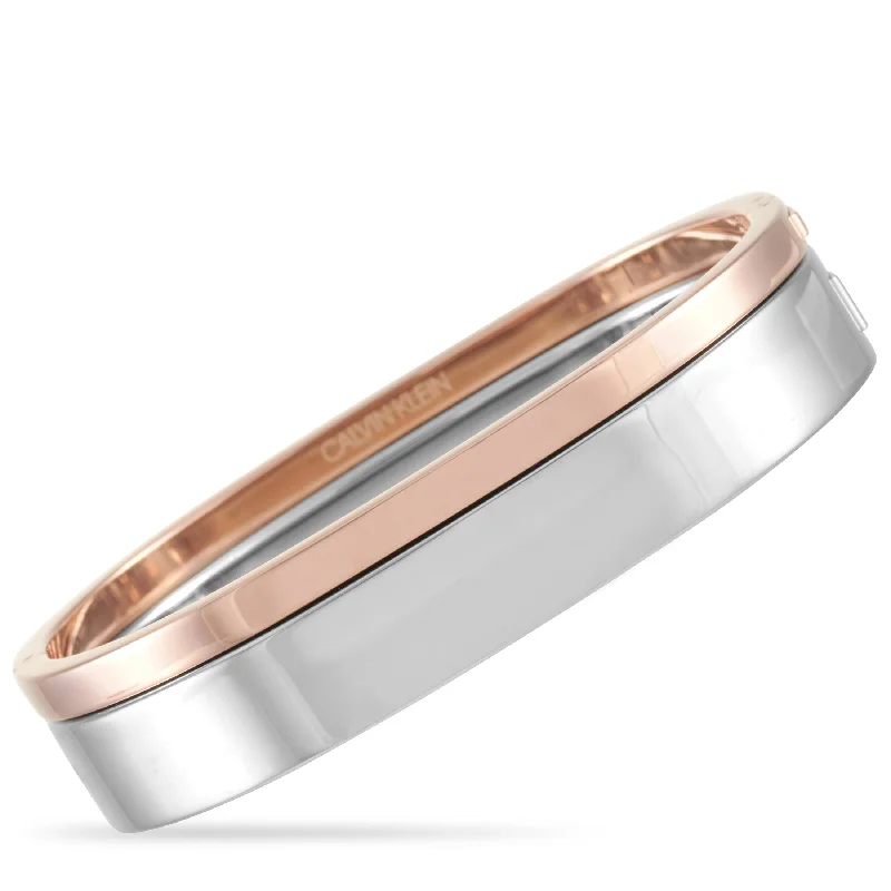 beautiful bangles for casual wear -beautiful bangles for casual wear -Calvin Klein Hook Stainless Steel Rose Gold PVD Closed Bangle Bracelet Set