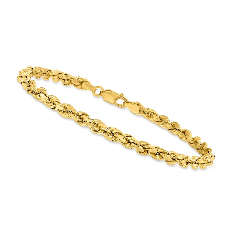 gold bracelets for women -gold bracelets for women -Canaria 4mm 10kt Yellow Gold Diamond-Cut Rope Chain Bracelet