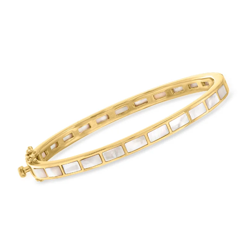 silver bangles for women -silver bangles for women -Ross-Simons Mother-Of-Pearl Bangle Bracelet in 18kt Gold Over Sterling