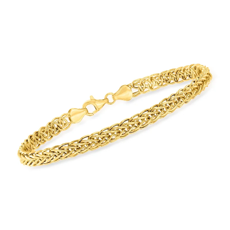 stacked gold bangles -stacked gold bangles -Ross-Simons 18kt Yellow Gold Wheat-Link Bracelet