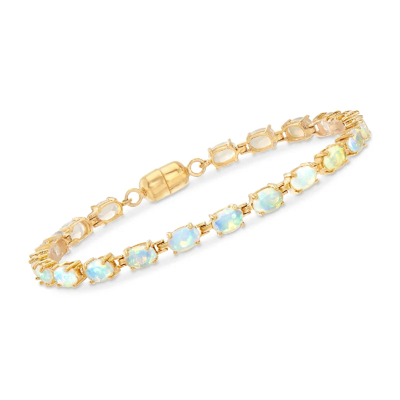 trendy bangles for women -trendy bangles for women -Ross-Simons Ethiopian Opal Tennis Bracelet in 18kt Gold Over Sterling