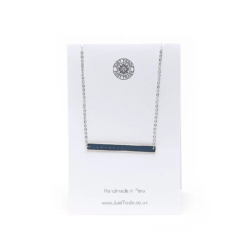 sparkling crystal necklaces for women -sparkling crystal necklaces for women -Just Trade Elegant Navy Blue Bar Necklace