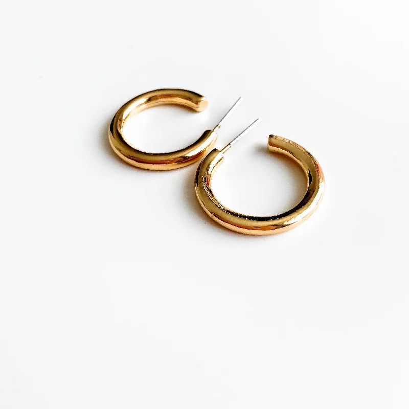 handmade earrings for women -handmade earrings for women -SIMPLE C GOLD HOOP EARRINGS