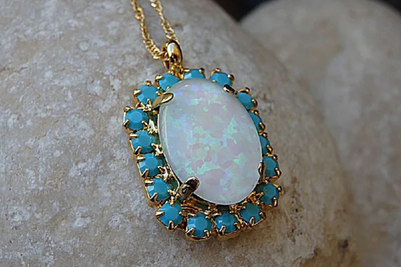 designer name necklaces for women -designer name necklaces for women -Opal Gold Necklace