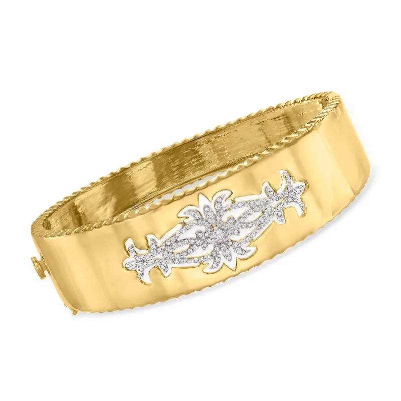 silver bracelets for women -silver bracelets for women -Ross-Simons Diamond Open-Space Bangle Bracelet in 18kt Gold Over Sterling