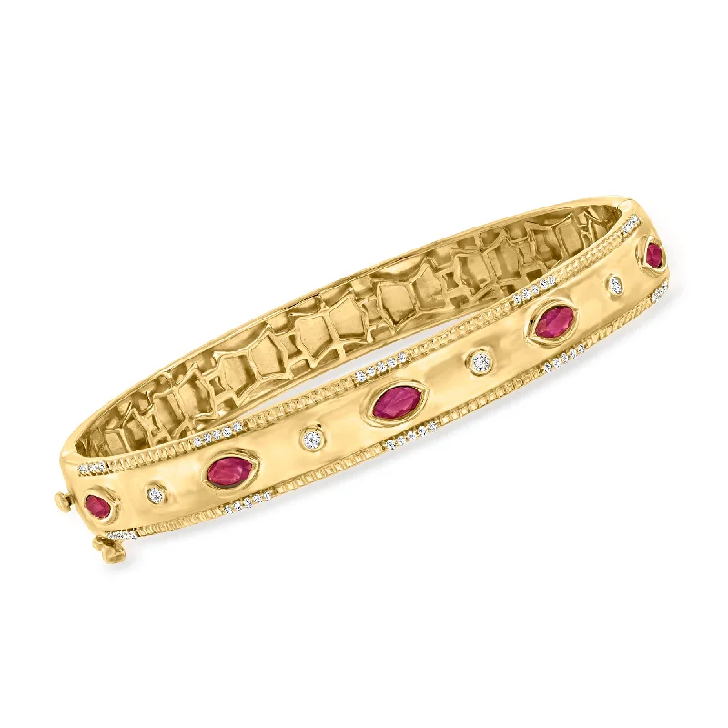 beaded bangles for women -beaded bangles for women -Ross-Simons Ruby and . Diamond Bangle Bracelet in 18kt Gold Over Sterling