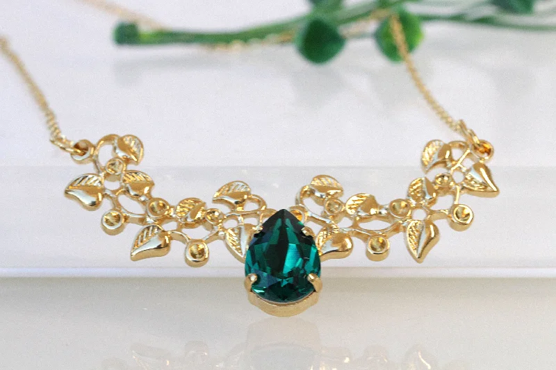 vintage gold necklaces for women -vintage gold necklaces for women -EMERALD NECKLACE