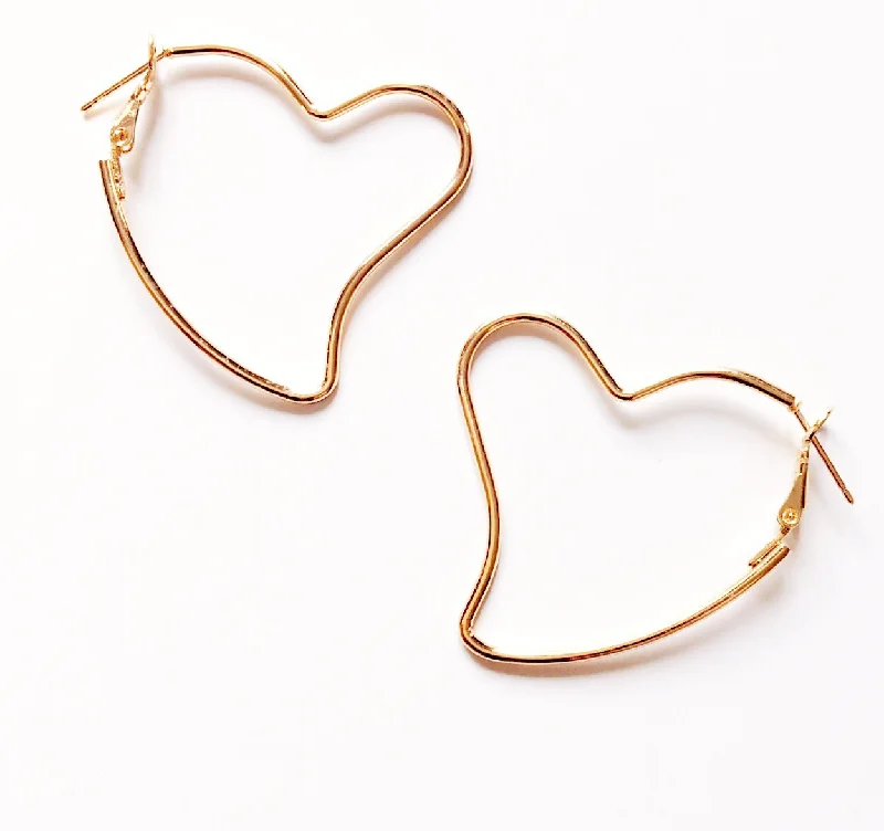 sleek hoop earrings for women -sleek hoop earrings for women -HEART HOOP EARRINGS