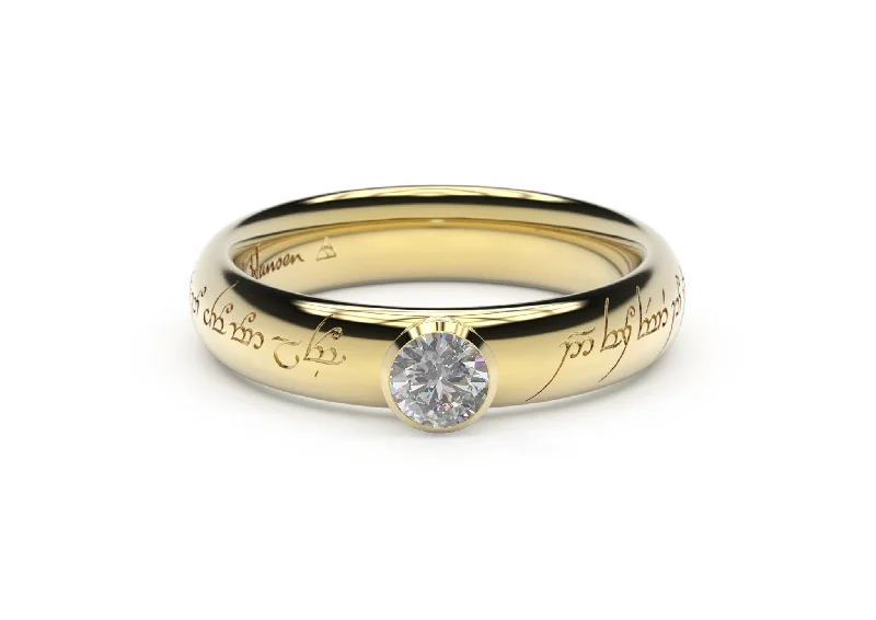 bold engagement rings -bold engagement rings -Elegant Elvish Engagement Ring, Yellow Gold