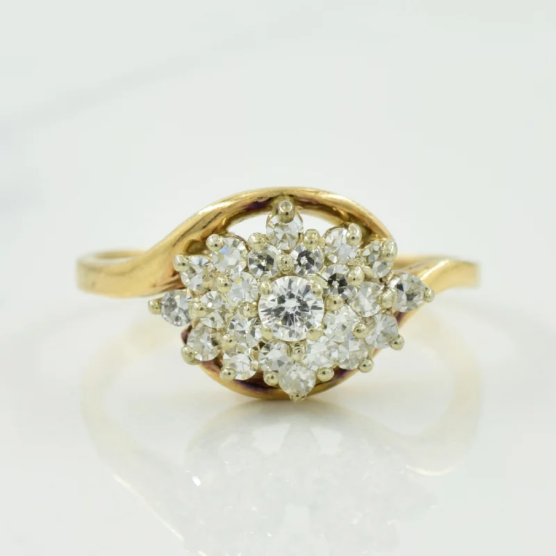 designer rings for women -designer rings for women -Two Tone Gold Diamond Cluster Bypass Ring | 0.45ctw | SZ 9.5 |