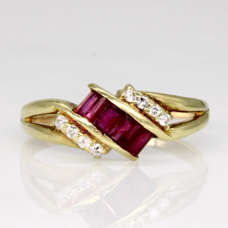 unique rings for women -unique rings for women -Ruby & Diamond Waterfall Ring | 0.32ctw, 0.06ctw | SZ 7.25 |