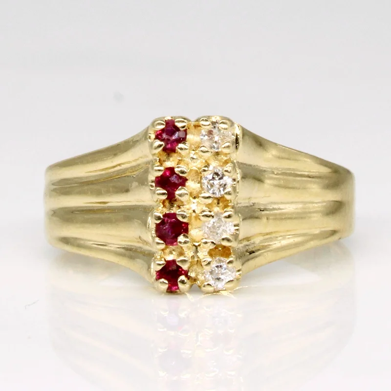 fashion statement rings -fashion statement rings -Diamond & Ruby Cocktail Ring | 0.04ctw, 0.04ctw | SZ 2.75 |