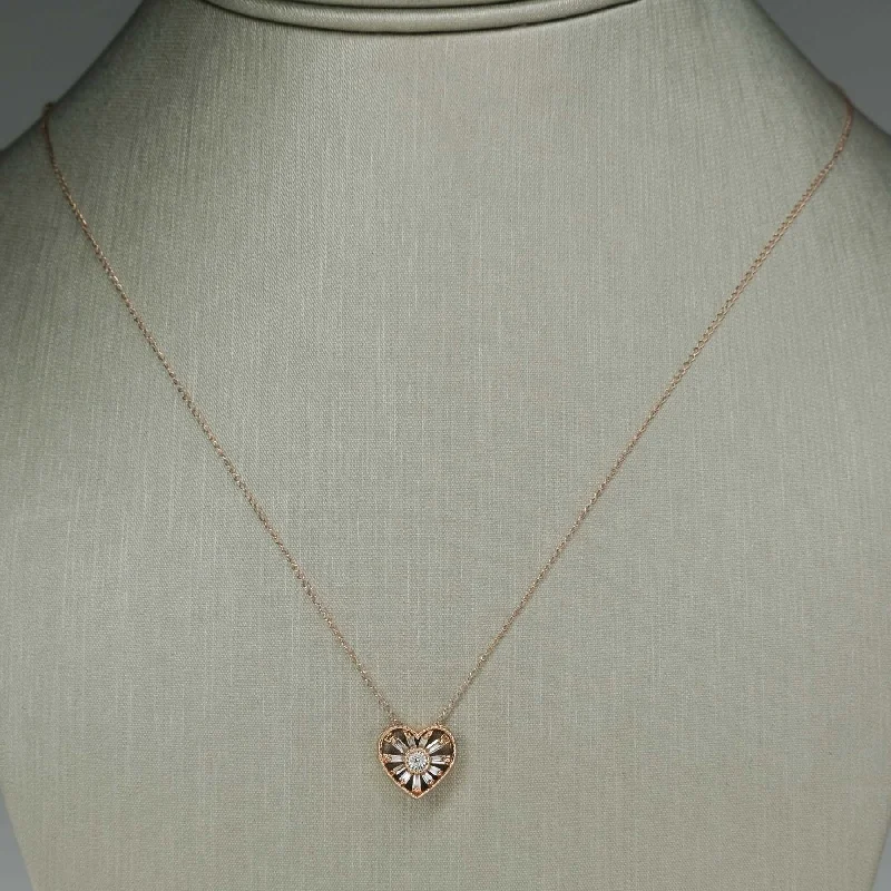 men’s and women’s matching necklaces -men’s and women’s matching necklaces -Emmy London Diamond Heart Pendant in 10K Rose Gold with 18" 14K Chain Necklace