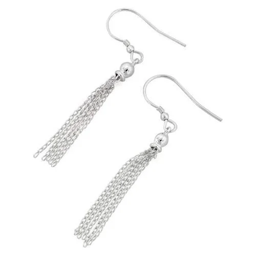 bridal earrings for women -bridal earrings for women -Sterling Silver Hanging Chains Dangle Earrings