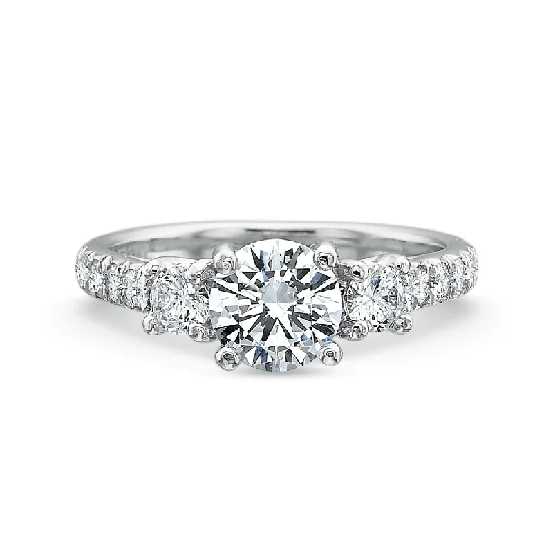 modern engagement rings for women -modern engagement rings for women -Classic Diamond Three Stone Platinum Engagement Ring with Diamond Band