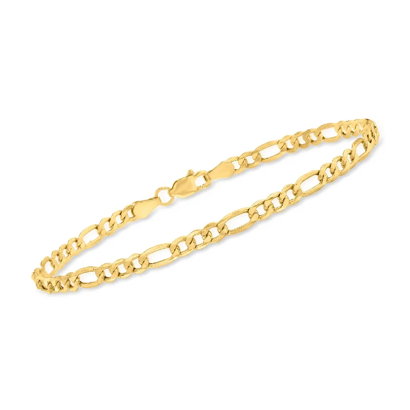 women’s bracelet with charms -women’s bracelet with charms -Ross-Simons 3.5mm 14kt Yellow Gold Figaro-Link Bracelet