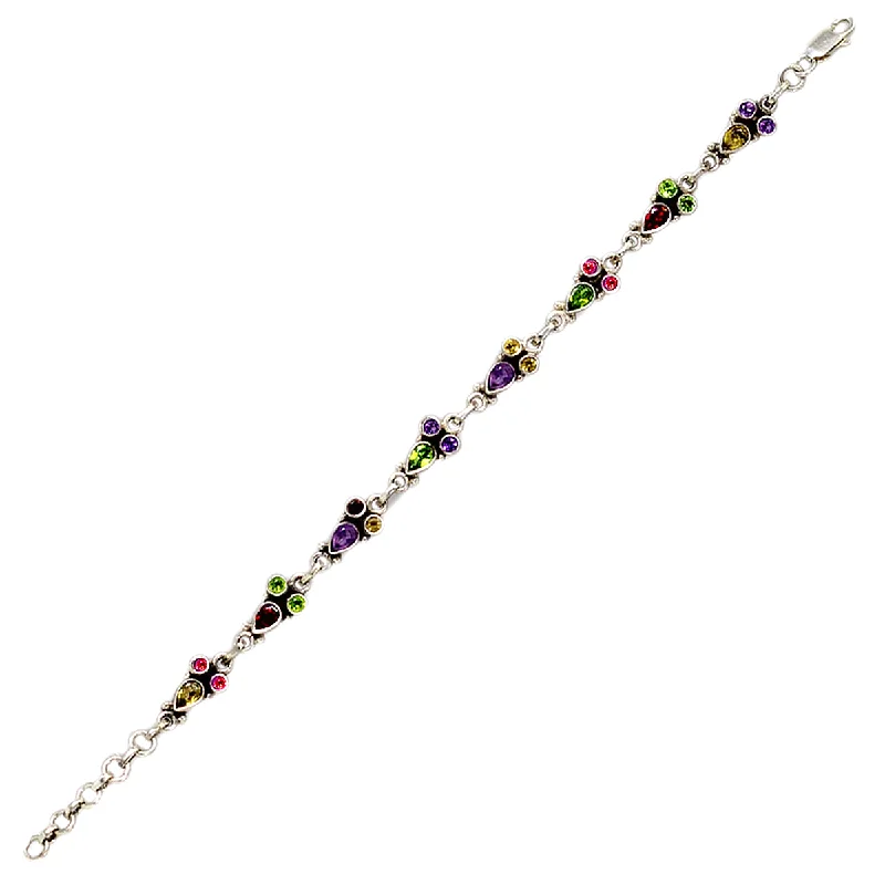 luxury bangle sets for women -luxury bangle sets for women -Sterling Silver Amethyst, Citrine, Garnet and Peridot Tennis Bracelet