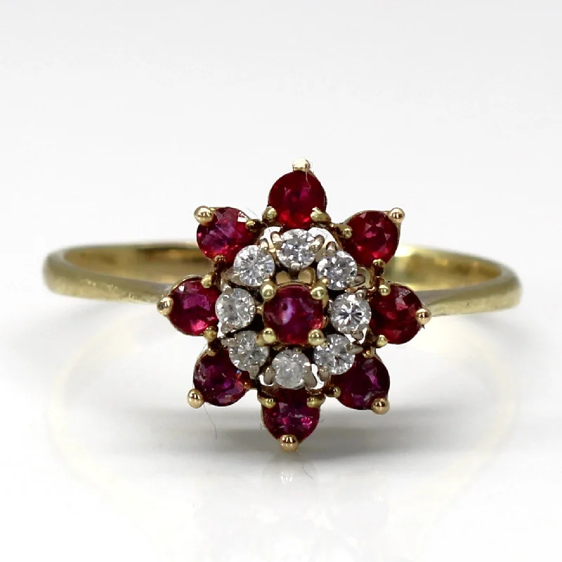 personalized rings for women -personalized rings for women -Cluster Ruby & Diamond Cocktail Ring | 1.00ctw | 0.16ctw | SZ 11.75 |