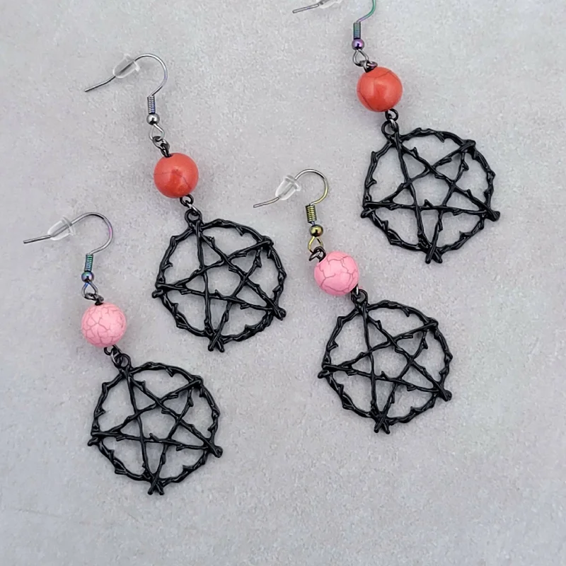 bohemian earrings for women -bohemian earrings for women -Barbed Pentacle Earrings