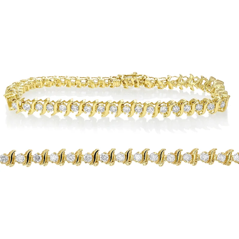 women’s braided bracelets -women’s braided bracelets -1.50 cttw SI2-I1 IGI Certified Diamond Bracelet 14K Yellow Gold S-Link 7 Inch