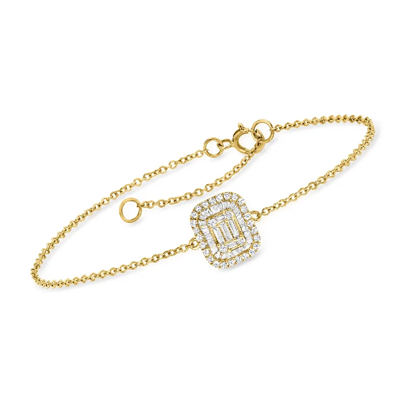 chic women’s bangles -chic women’s bangles -Ross-Simons Diamond Cluster Bracelet in 14kt Yellow Gold