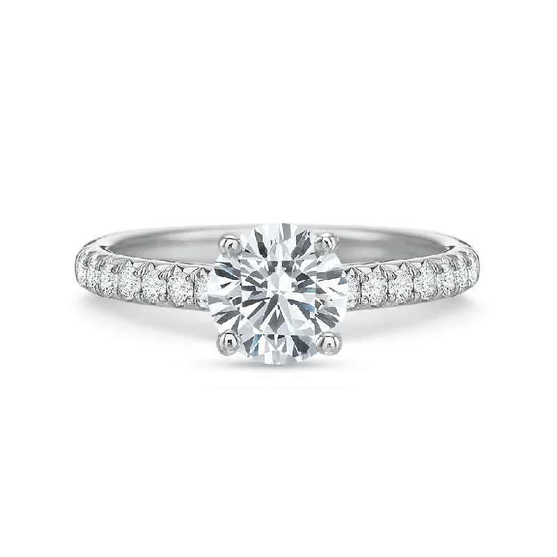 women’s engagement rings with diamonds -women’s engagement rings with diamonds -Classic Diamond Four Prong Engagement Ring with Diamond Band