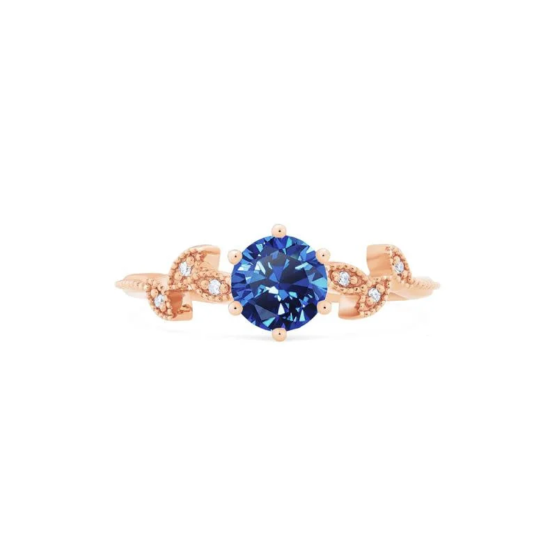 affordable custom engagement rings -affordable custom engagement rings -[Dahlia] Petite Floral Engagement Ring in Blue Sapphire