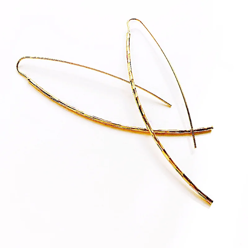 sleek hoop earrings for women -sleek hoop earrings for women -LONG BAMBOO STICK TEXTURE EARRINGS