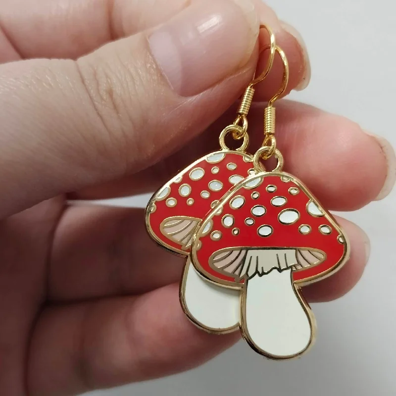 timeless earrings for women -timeless earrings for women -Mushroom Enamel Earrings