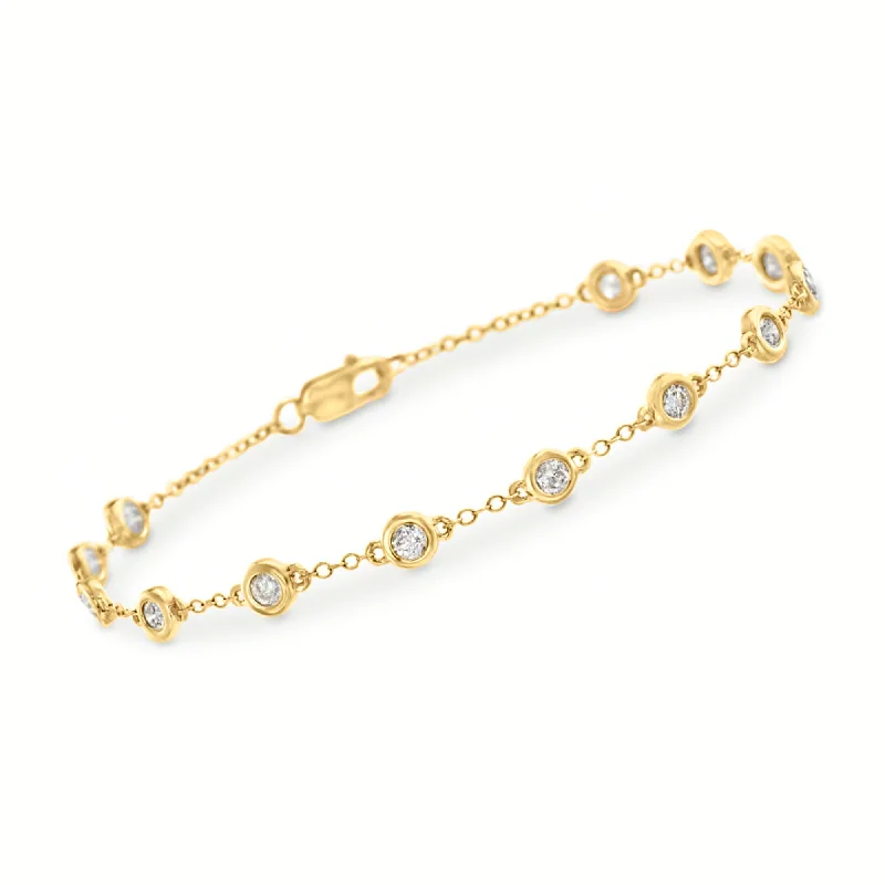 adjustable gold bracelets -adjustable gold bracelets -Ross-Simons Diamond Station Bracelet in 14kt Yellow Gold