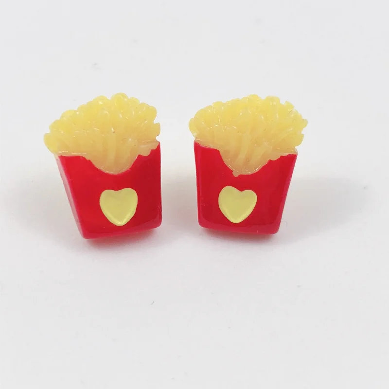 gemstone stud earrings -gemstone stud earrings -Instant Shipping! Fries Earrings