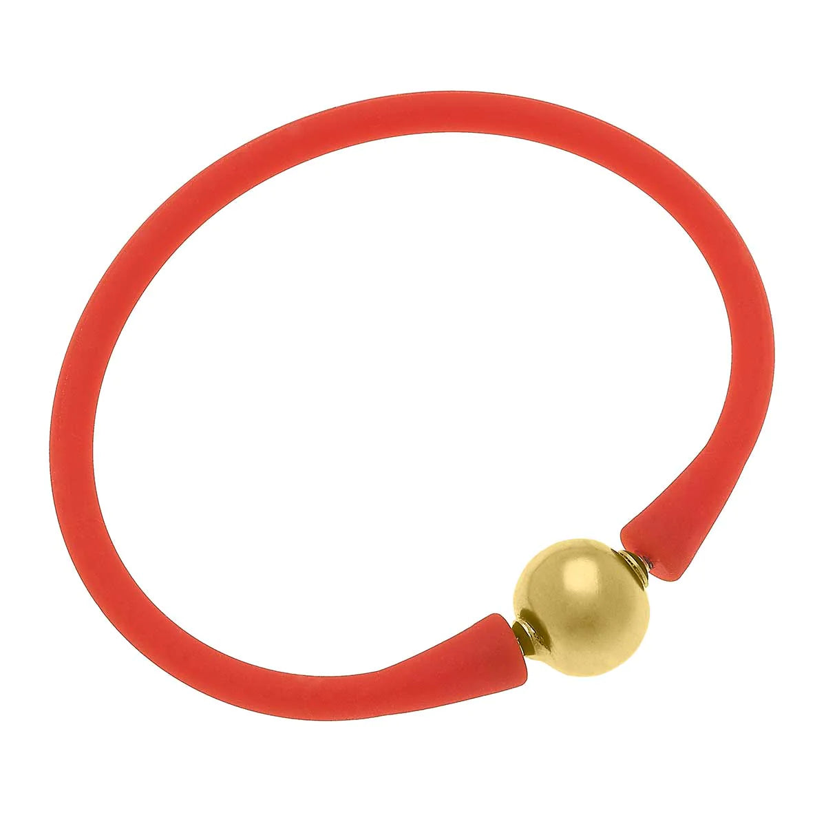 gold cuff bracelets for women -gold cuff bracelets for women -Bali 24K Gold Plated Ball Bead Silicone Bracelet in Orange