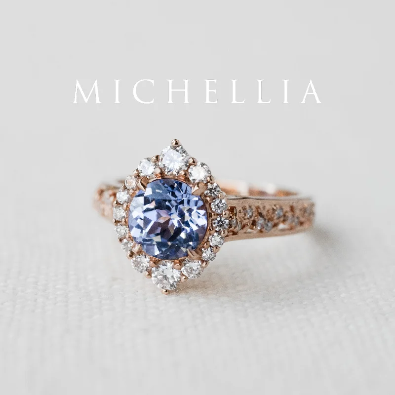 women’s wedding and engagement rings -women’s wedding and engagement rings -[Ophelia] Periwinkle Light Blue Sapphire Engagement Ring, 14K Rose Gold - One of A Kind & Ready-to-Ship